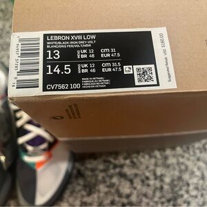 Nike LeBron XVIII Low White Black Gray Volt